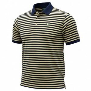 Masters Collection Polo Shirt Men M Medium Yellow Navy Striped Mercerized Cotton